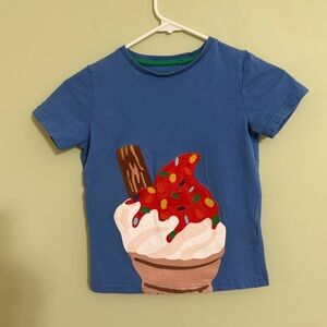 Mini Boden Blue Short Sleeve Tee with ice cream, graphic